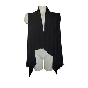 Halogen Black Cashmere Blend Waterfall Cardigan Vest Sweater S Lagenlook momcore